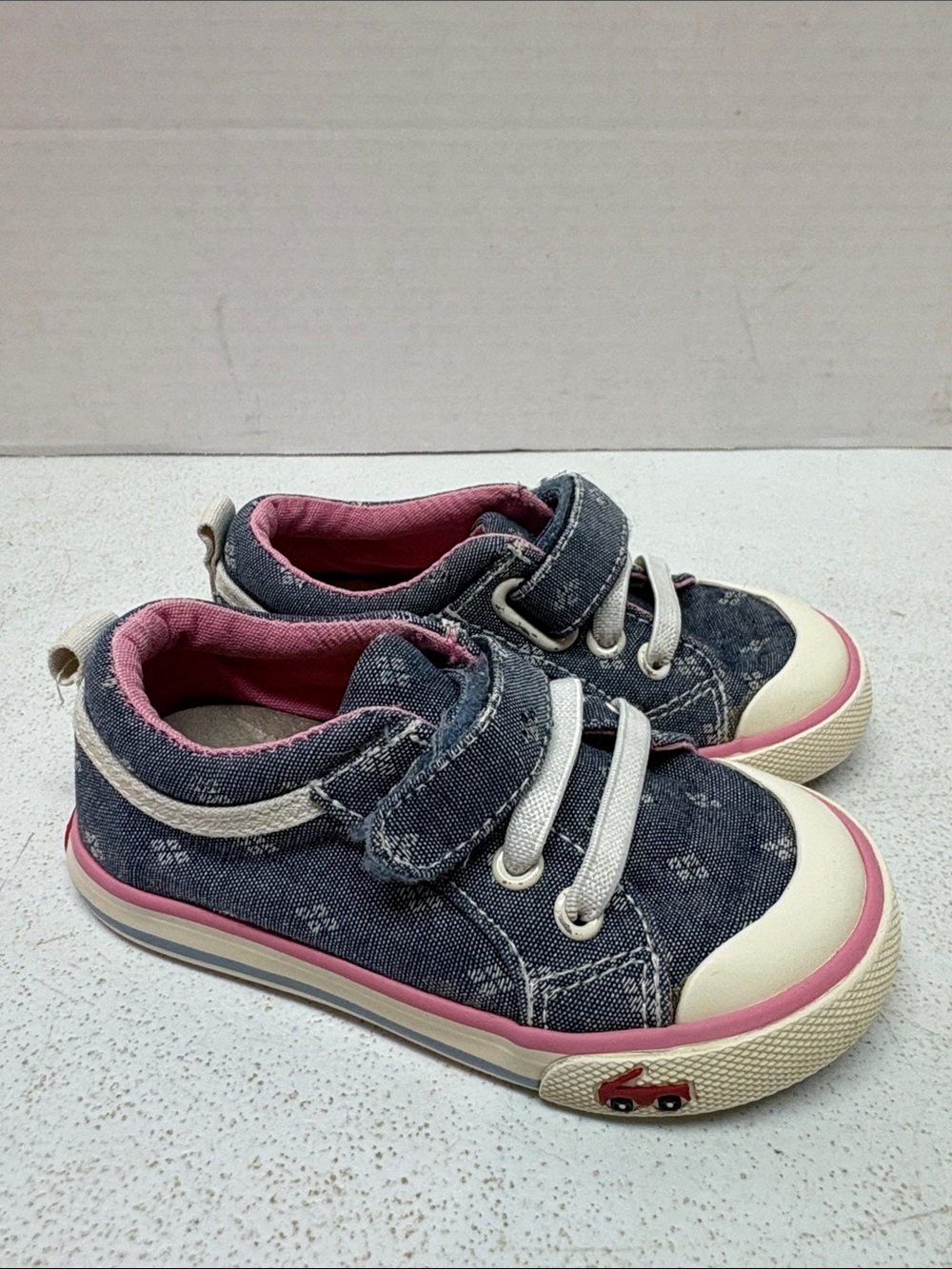 See Kai Run Denim Sneakers with Pink Trim